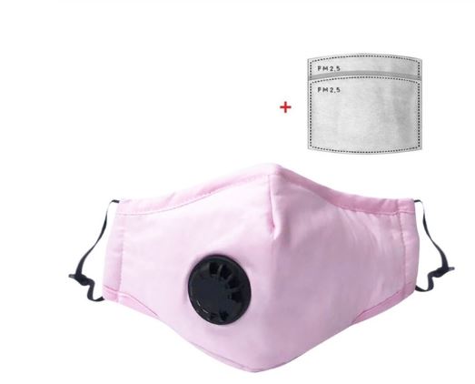 My Protection Plus Cotton Protective Mask with Air Valve + Two PM2.5 Filters (Pink)